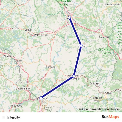Intercity rail Line Map