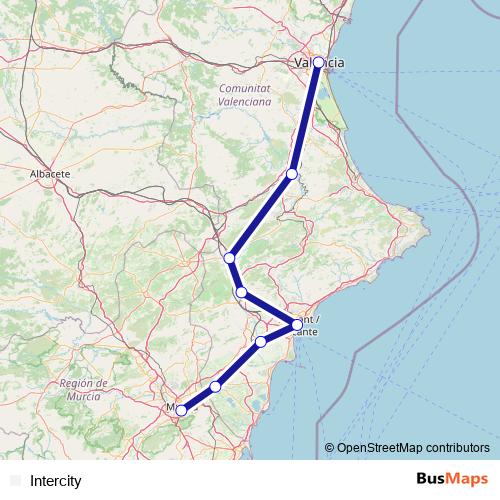 Intercity rail Line Map
