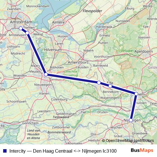 Intercity rail Line Map