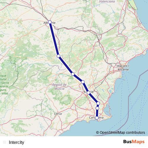 Intercity rail Line Map