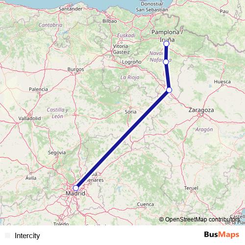 Intercity rail Line Map