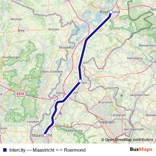 Intercity rail Line Map