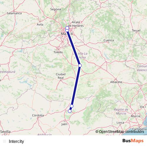 Intercity rail Line Map