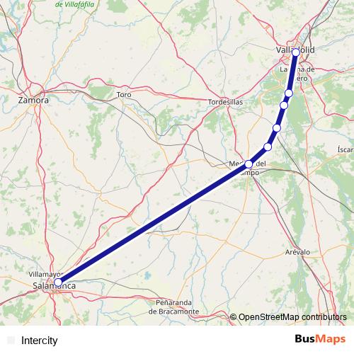 Intercity rail Line Map