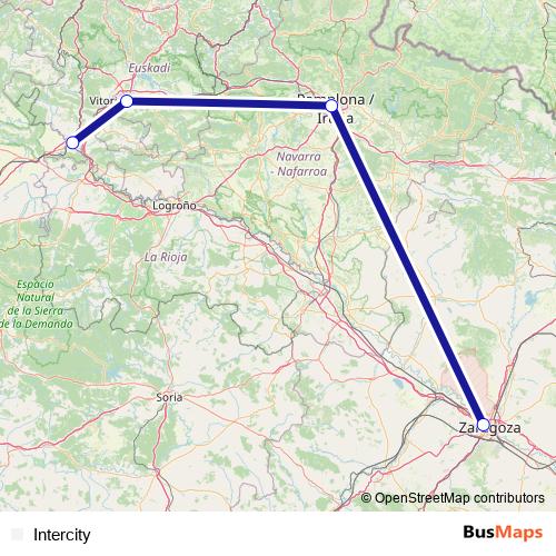 Intercity rail Line Map