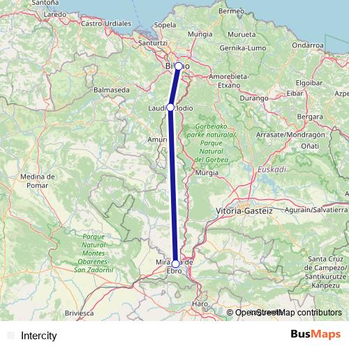 Intercity rail Line Map