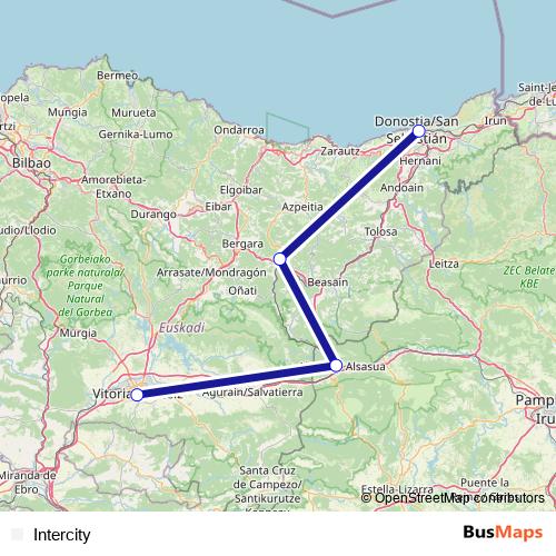 Intercity rail Line Map