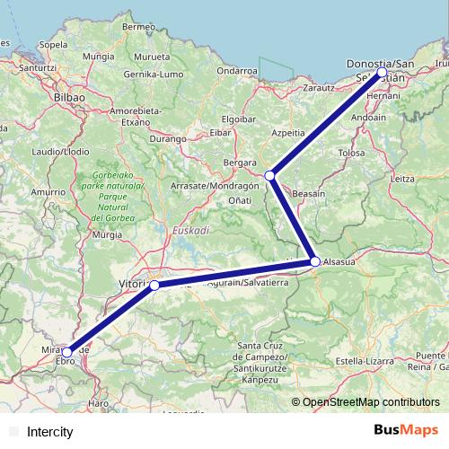 Intercity rail Line Map
