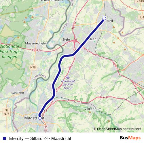 Intercity rail Line Map