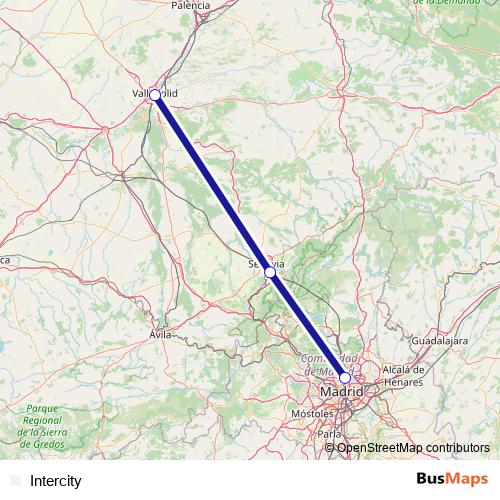 Intercity rail Line Map