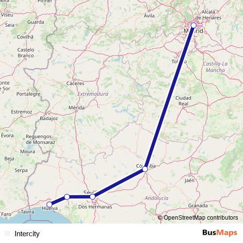 Intercity rail Line Map