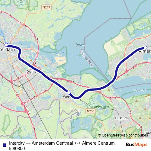 Intercity rail Line Map
