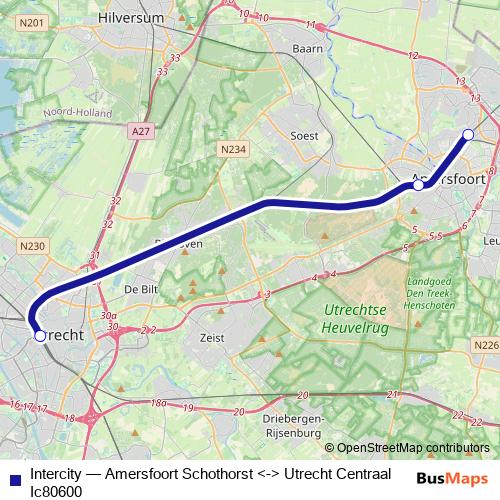 Intercity rail Line Map
