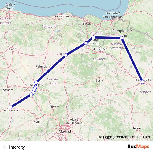 Intercity rail Line Map