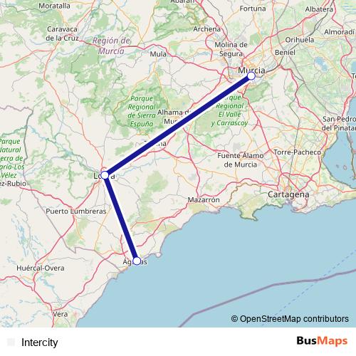 Intercity rail Line Map