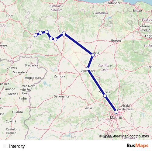 Intercity rail Line Map
