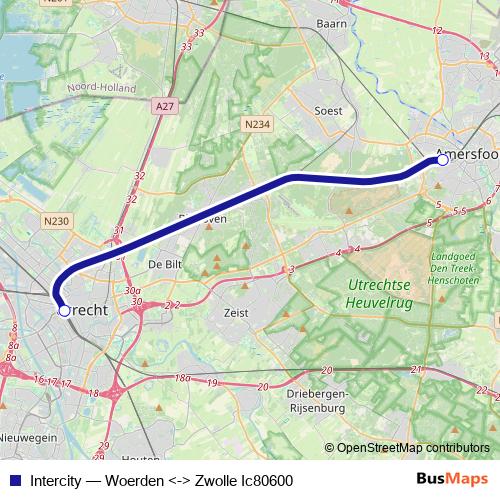Intercity rail Line Map