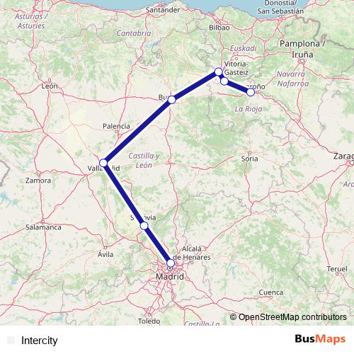 Intercity rail Line Map