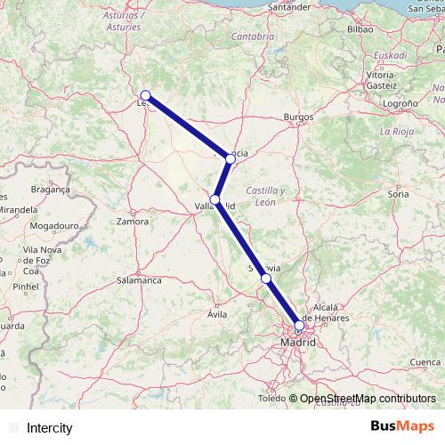 Intercity rail Line Map