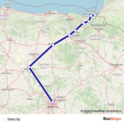 Intercity rail Line Map