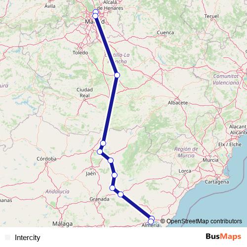 Intercity rail Line Map