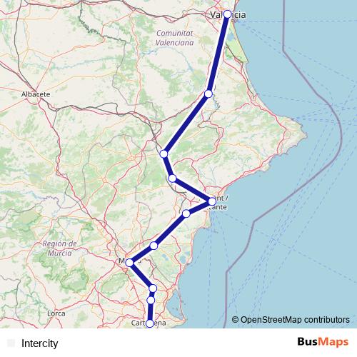 Intercity rail Line Map