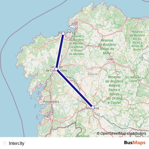 Intercity rail Line Map