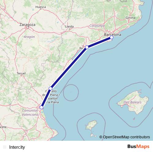 Intercity rail Line Map