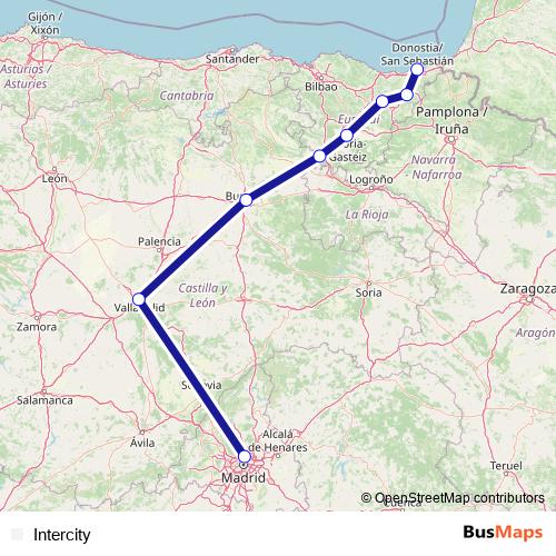 Intercity rail Line Map