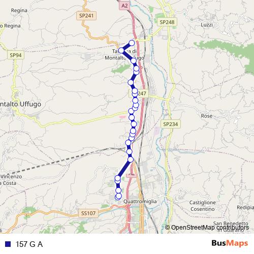 157 G A bus Line Map