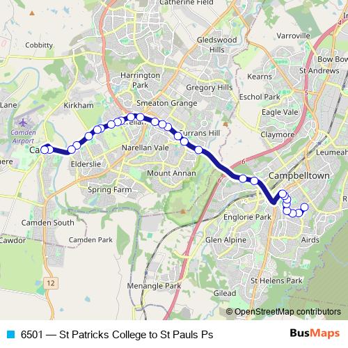 6501 bus Line Map