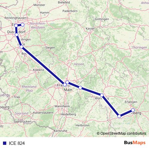 ICE 824 rail Line Map