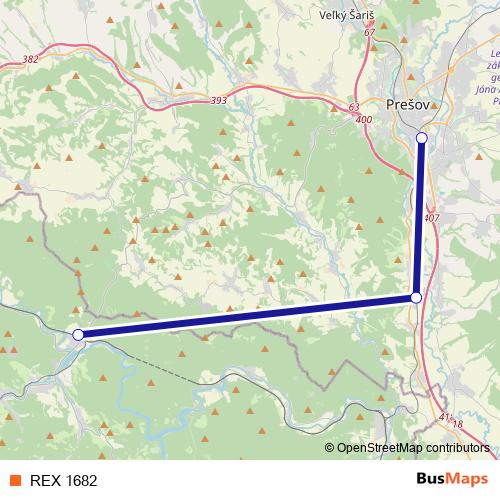 REX 1682 rail Line Map