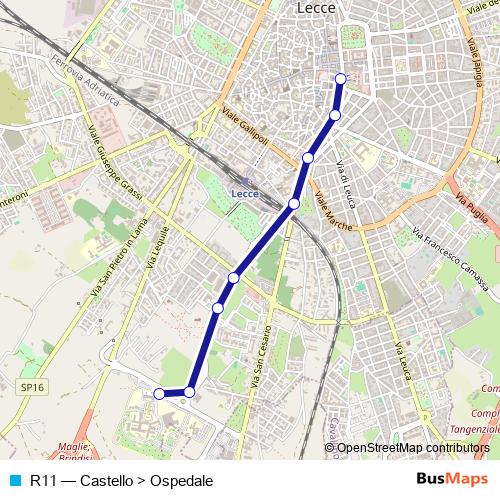 R11 bus Line Map