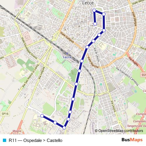 R11 bus Line Map