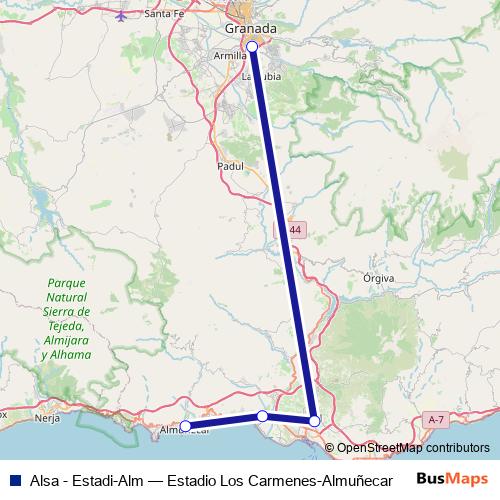 Alsa - Estadi-Alm bus Line Map
