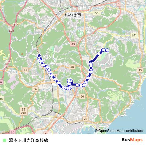 Yumoto Tamagawa Koyo-Koko Line bus Line Map