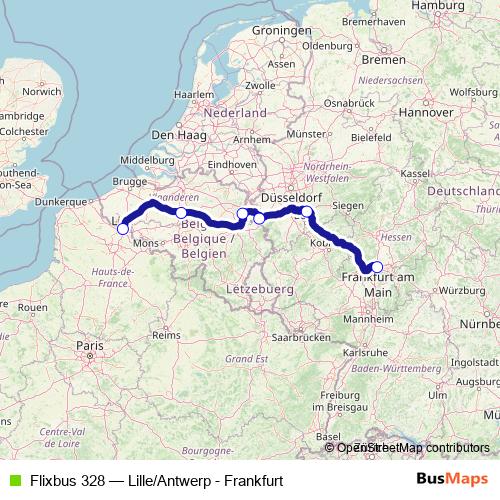 Flixbus 328 bus Line Map