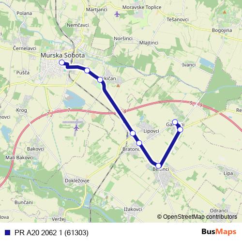 PR A20 2062 1 (61303) bus Line Map