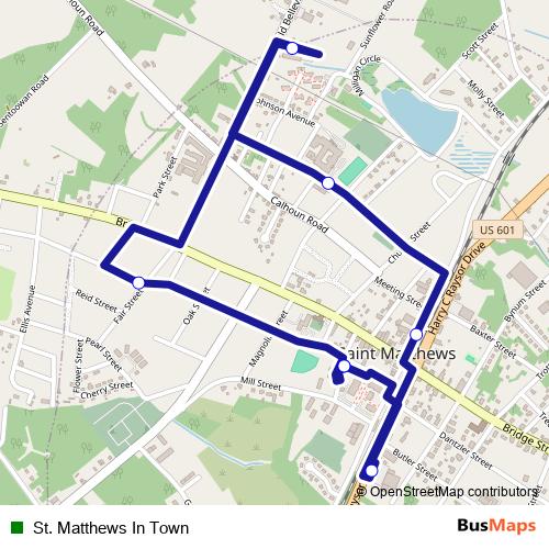 St. Matthews In Town bus Line Map