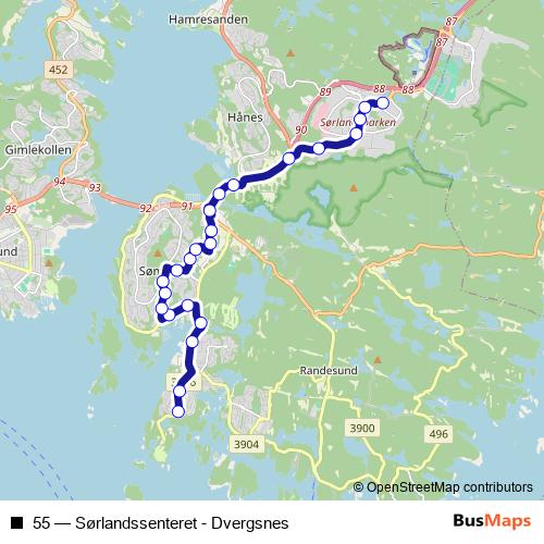 55 bus Line Map