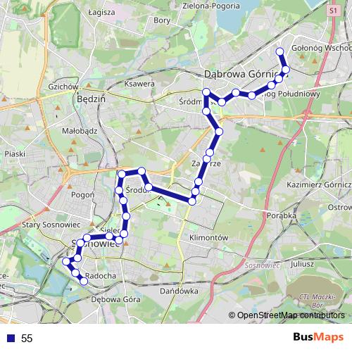 55 bus Line Map