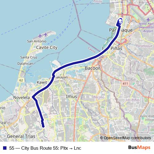 55 bus Line Map