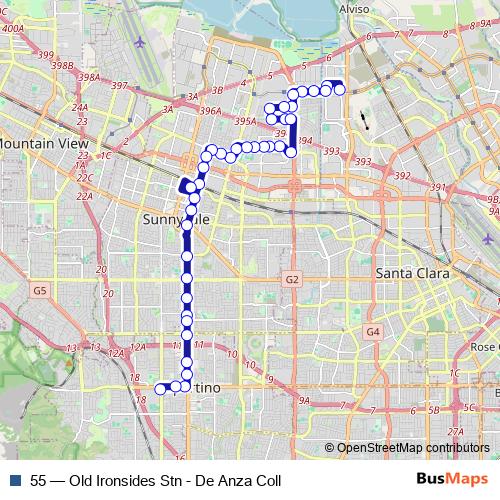 55 bus Line Map