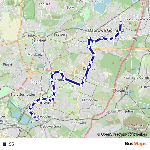 55 bus Line Map