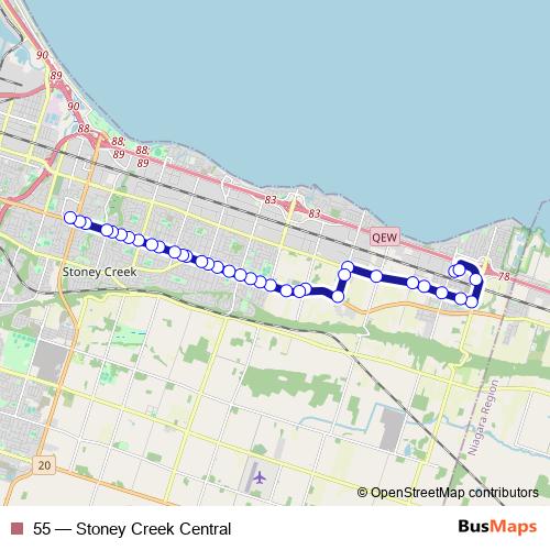 55 bus Line Map