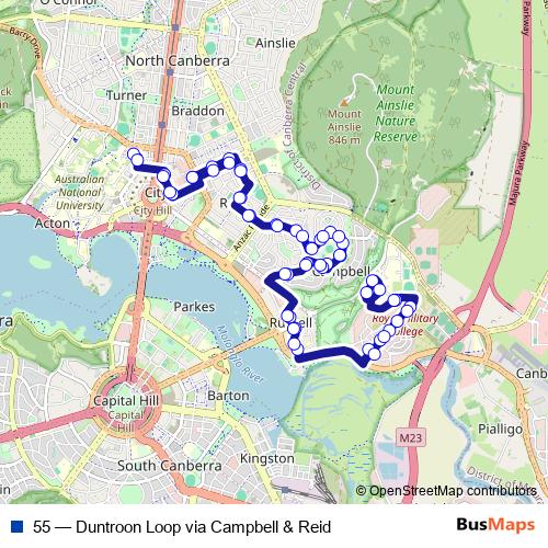 55 bus Line Map