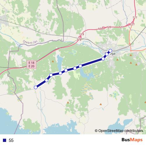 55 bus Line Map