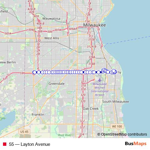 55 bus Line Map