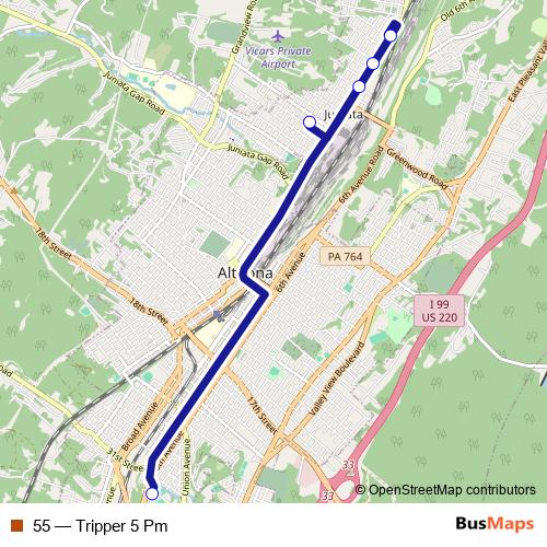 55 bus Line Map